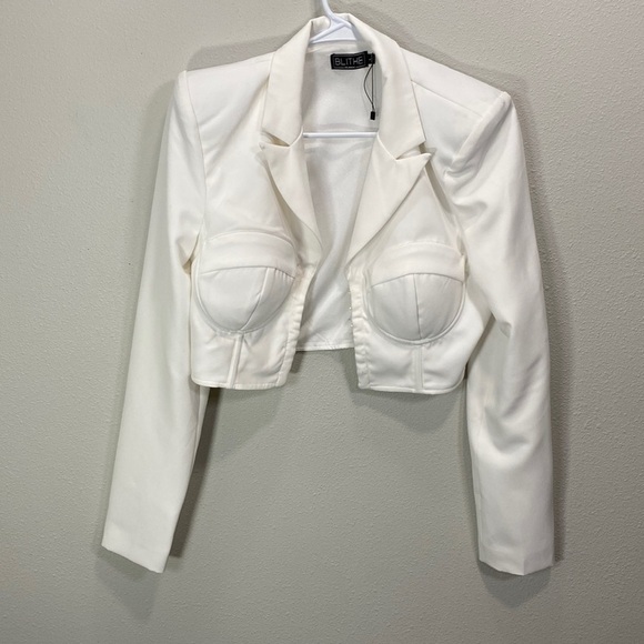 Blithe corset cropped blazer jacket white - Picture 1 of 9